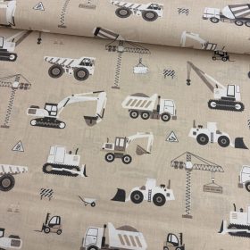 Munkagépes pamutvászon - 160 cm - Drapp alapon