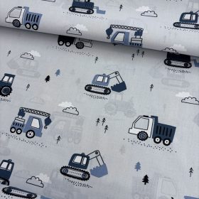 Munkagépes pamutvászon - 160 cm - Farmerkék alapon