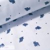 kékfestő mintás pamutvászon - fehér alapon kék virágok csíkosan