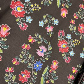 Kalocsai mintás pamutvászon - fekete