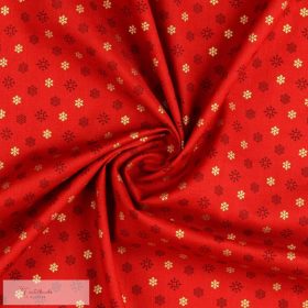 Arany fenyőfás PRÉMIUM pamutvászon - piros