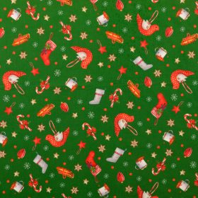 Karácsonyfa díszes PRÉMIUM pamutvászon - Zöld