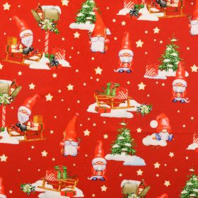 Mikulásos PRÉMIUM pamutvászon - Piros