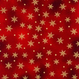   Arany hópelyhes-Csillagos karácsonyi PRÉMIUM pamutvászon - Bordó
