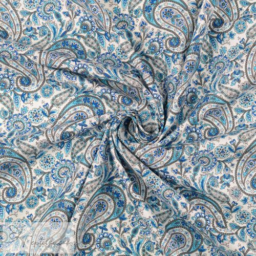 Török mintás PRÉMIUM pamutvászon - kék