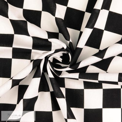 Fekete-Fehér kockás prémium pamutvászon 