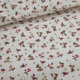 Apró virágos pamutvászon - BORDÓ