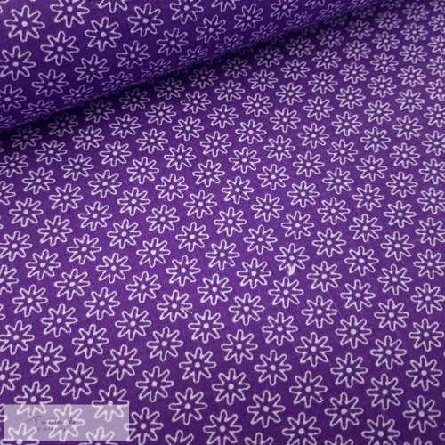 Virágmintás pamutvászon Lila -160 cm