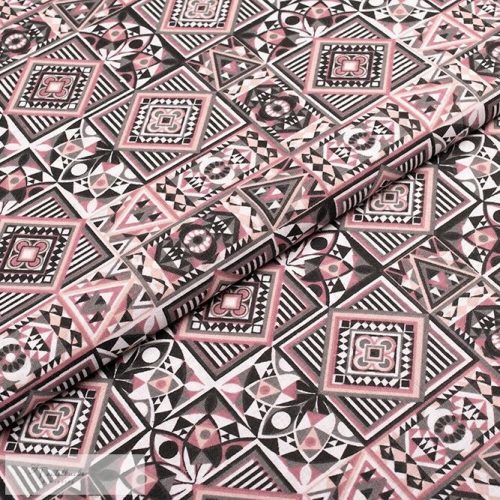 Mozaik mintás pamutvászon - Rózsaszín