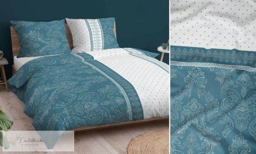Anjou liliomos pamutvászon - bordürös - dusty blue