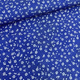 Apró virágos pamutvászon - Királykék alapon - 160 cm 