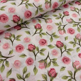 Rózsaszín rózsás pamutvászon