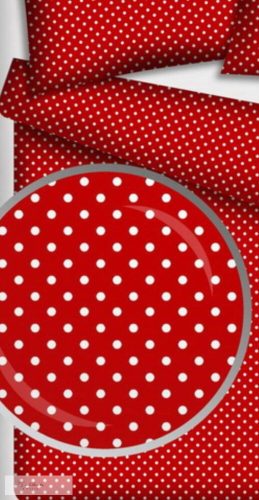 piros - pöttyös pamutvászon