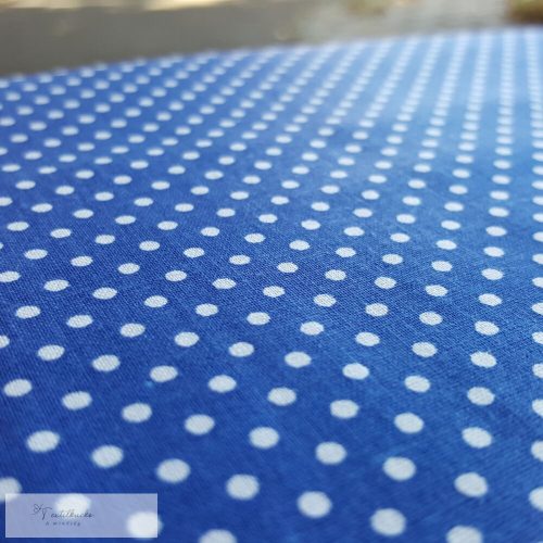 királykék - pöttyös pamutvászon