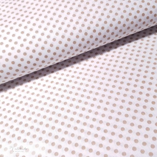 Fehér alapon drapp pöttyös pamutvászon - 2 mm 