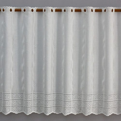V/709 Hímzett bordűrös pamut vitrázsfüggöny - 60 cm