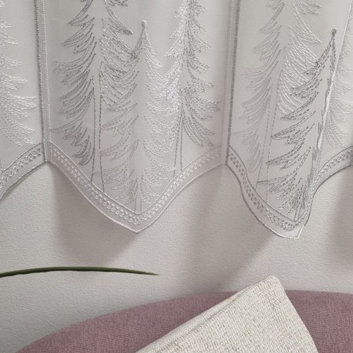 Karácsonyi Fehér - Ezüst vitrázs függöny 45 cm