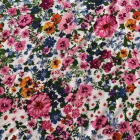 Rózsaszín sűrű virágos viszkóz jersey 