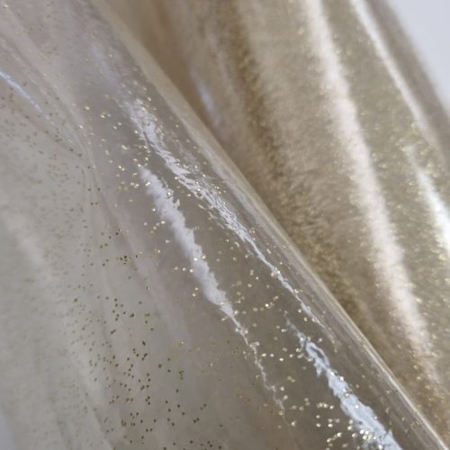 Arany glitteres víztiszta átlátszó viaszosvászon - 0,2 mm