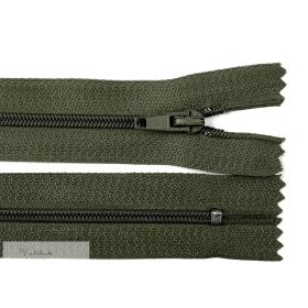 Cipzár 35 cm - Nem bontható - Khaki
